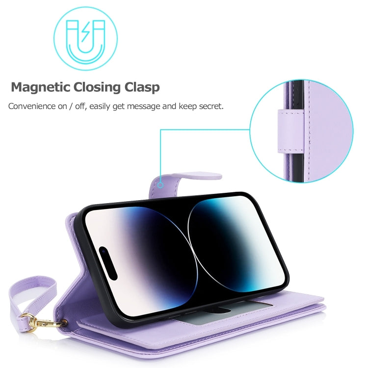For iPhone 16 Pro Max Multi-Card Wallet RFID Leather Phone Case(Light Purple) by buy2fix