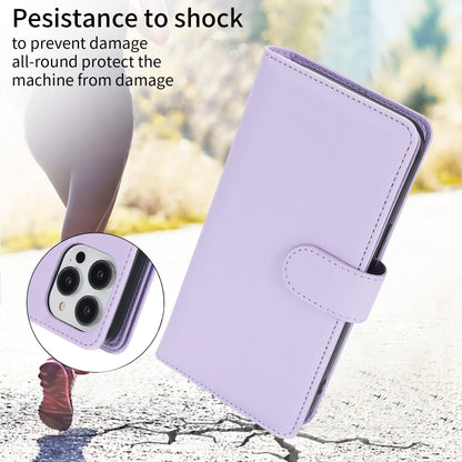 For iPhone 16 Pro Max Multi-Card Wallet RFID Leather Phone Case(Light Purple) by buy2fix