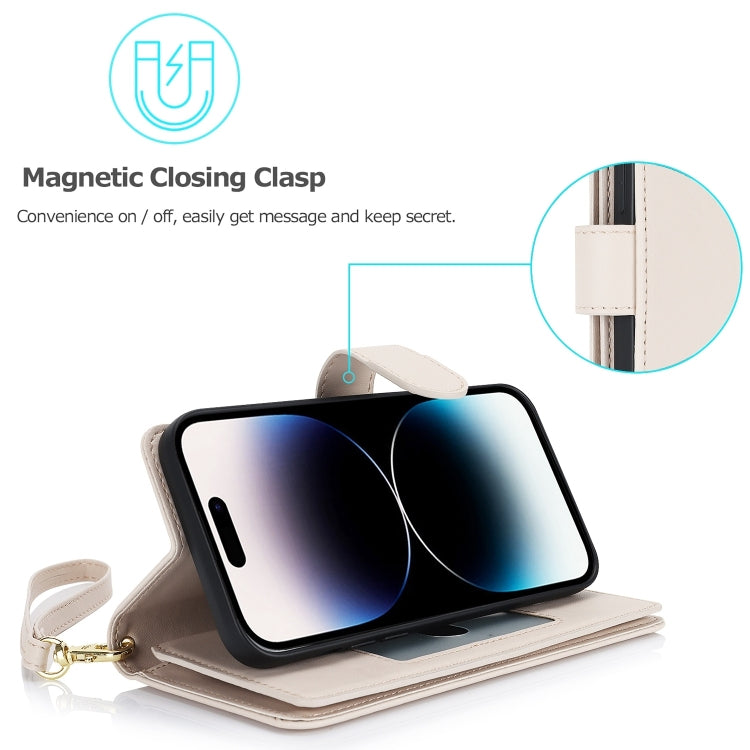 For iPhone 16 Pro Max Multi-Card Wallet RFID Leather Phone Case(Apricot) by buy2fix