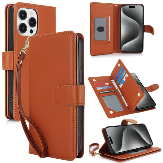 For iPhone 16 Pro Max Multi-Card Wallet RFID Leather Phone Case(Brown) by buy2fix