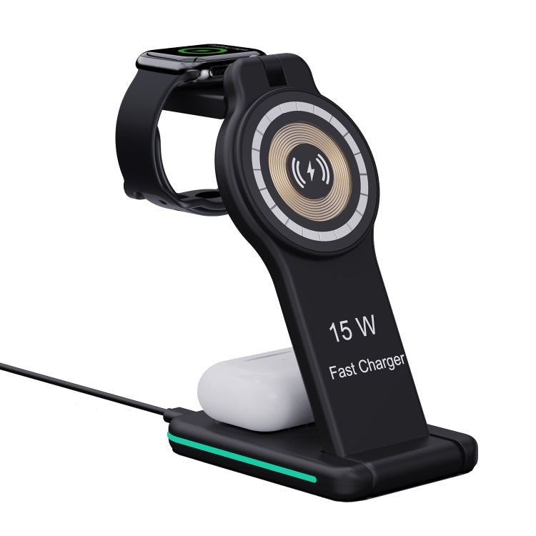 H60 5 in 1 Folding Multi-function Magnetic Wireless Charger(Black) by buy2fix