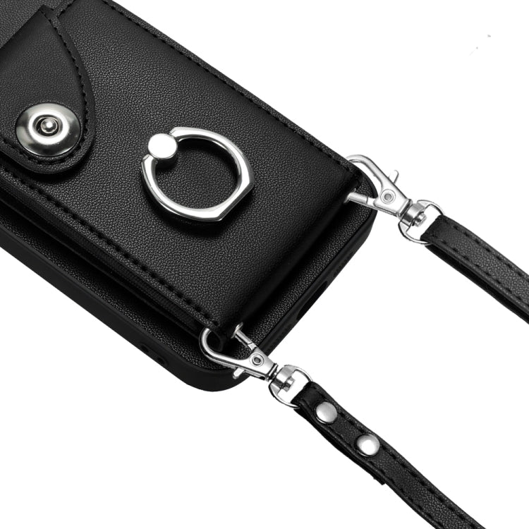 For Xiaomi Redmi Note 13 Pro+ Organ Card Bag Ring Holder Phone Case with Long Lanyard(Black) - Xiaomi Cases by buy2fix | Online Shopping UK | buy2fix