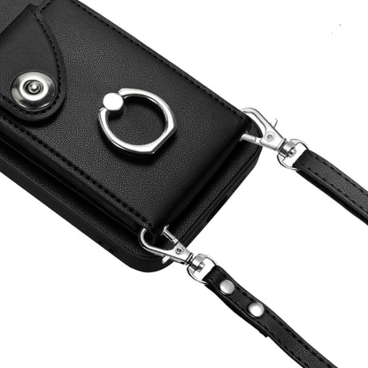 For Xiaomi Redmi Note 13 Pro+ Organ Card Bag Ring Holder Phone Case with Long Lanyard(Black) - Xiaomi Cases by buy2fix | Online Shopping UK | buy2fix