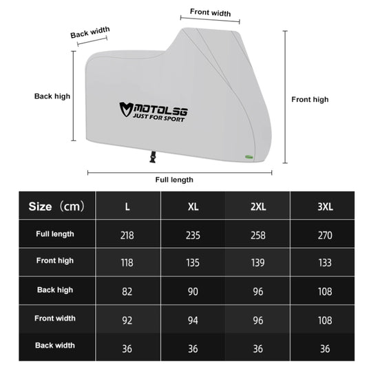 MOTOLSG Motorcycle Waterproof Sunproof Dustproof Thickening Cover, Size:XL(Silver Black) - Raincoat by MOTOLSG | Online Shopping UK | buy2fix