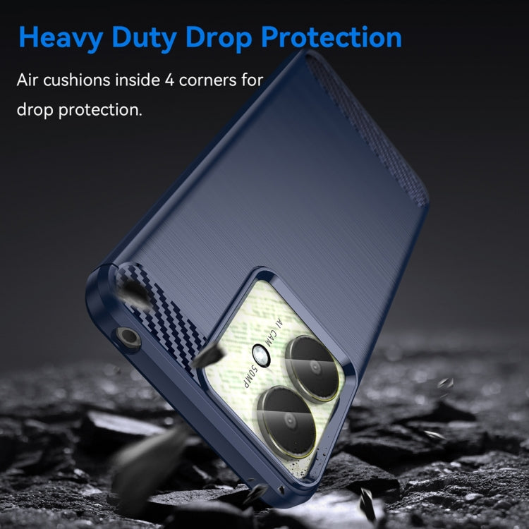 For Xiaomi Redmi 13C 4G Brushed Texture Carbon Fiber TPU Phone Case(Blue) by buy2fix