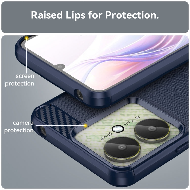 For Xiaomi Redmi 13C 4G Brushed Texture Carbon Fiber TPU Phone Case(Blue) by buy2fix