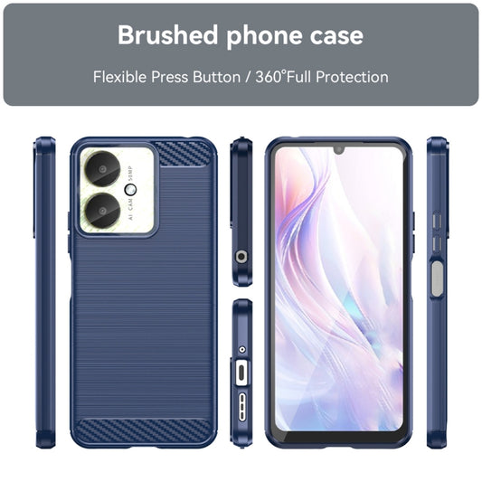 For Xiaomi Redmi 13R 5G Brushed Texture Carbon Fiber TPU Phone Case(Blue) - Xiaomi Cases by buy2fix | Online Shopping UK | buy2fix