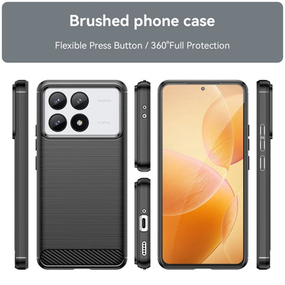 For Xiaomi Redmi K70 Brushed Texture Carbon Fiber TPU Phone Case(Black) by buy2fix