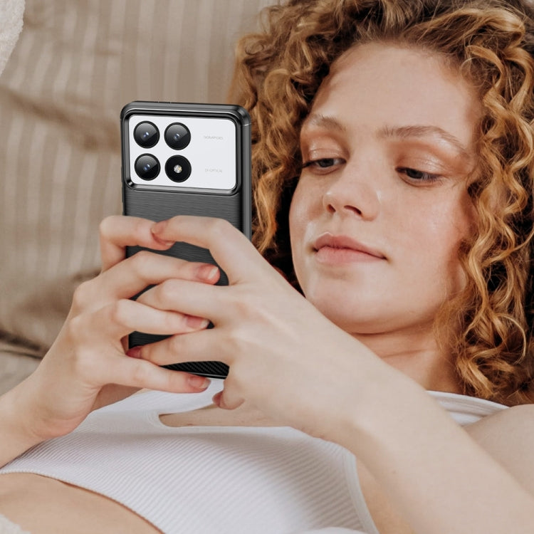 For Xiaomi Redmi K70 Brushed Texture Carbon Fiber TPU Phone Case(Black) by buy2fix