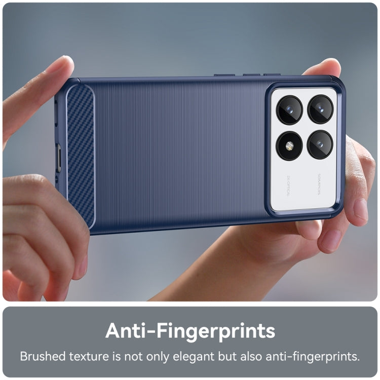 For Xiaomi Redmi K70 Brushed Texture Carbon Fiber TPU Phone Case(Blue) by buy2fix