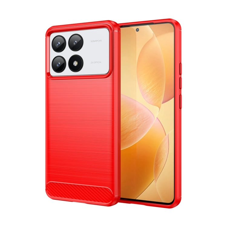 For Xiaomi Redmi K70 Brushed Texture Carbon Fiber TPU Phone Case(Red) by buy2fix