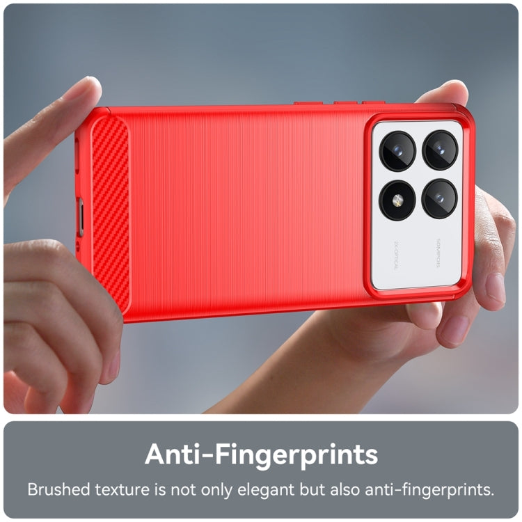 For Xiaomi Redmi K70 Brushed Texture Carbon Fiber TPU Phone Case(Red) by buy2fix