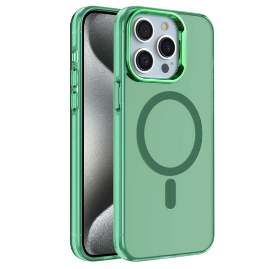 For iPhone 15 Pro Electroplated IMD Magsafe PC Hybrid TPU Phone Case(Green)