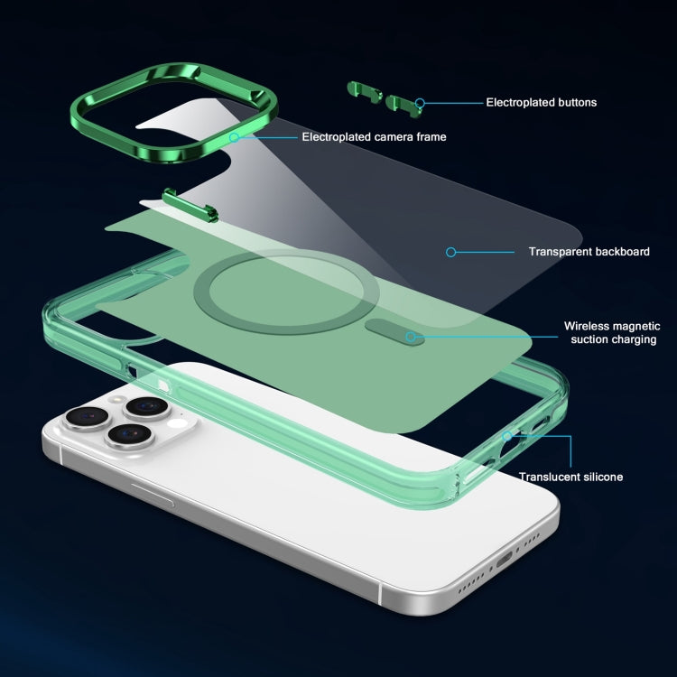 For iPhone 14 Electroplated IMD Magsafe PC Hybrid TPU Phone Case(Green) by buy2fix