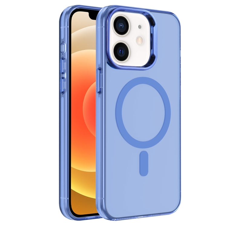 For iPhone 12 Electroplated IMD Magsafe PC Hybrid TPU Phone Case(Blue) by buy2fix