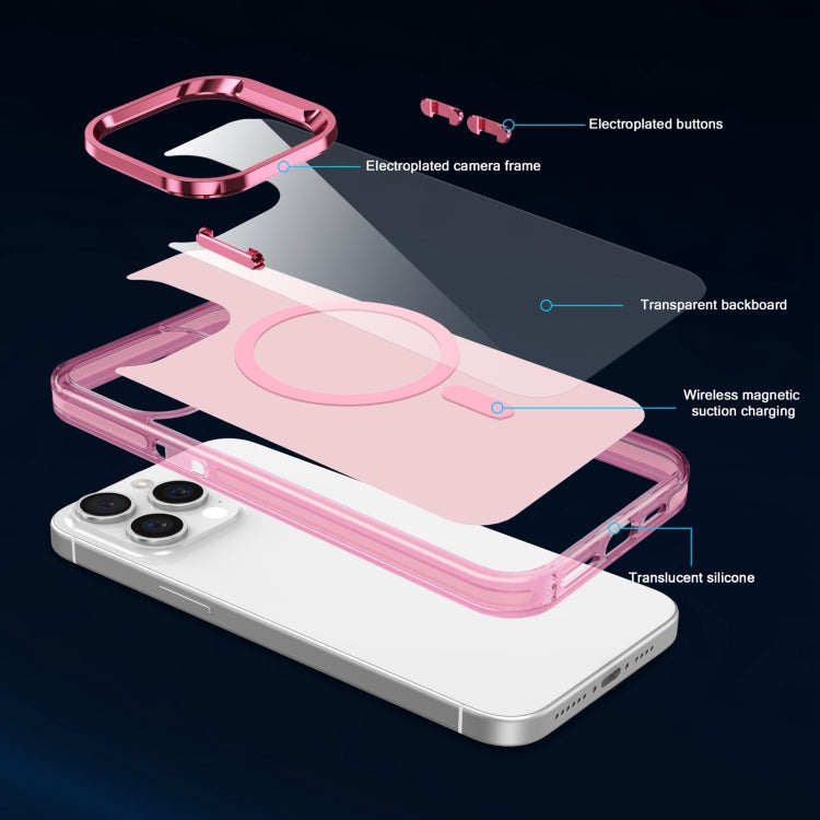 For iPhone 12 Pro Max Electroplated IMD Magsafe PC Hybrid TPU Phone Case(Pink) by buy2fix