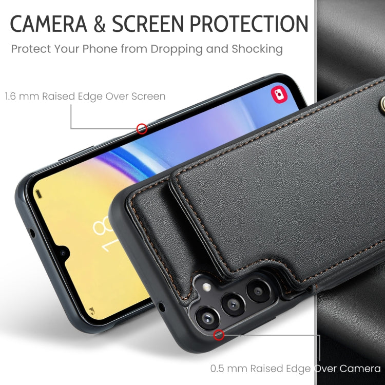 For Samsung Galaxy A15 CaseMe C22 Litchi Texture RFID Anti-theft Leather Phone Case(Black) by CaseMe