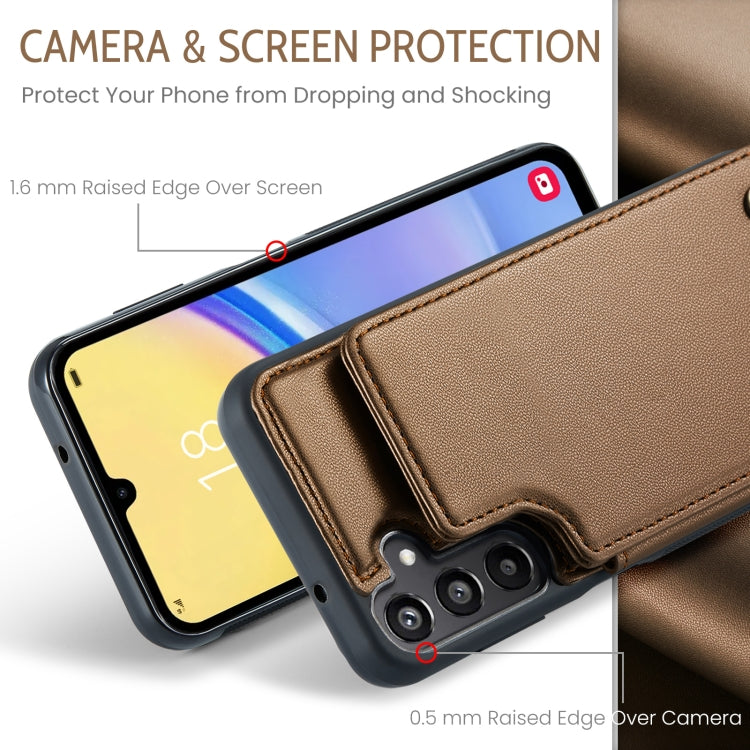 For Samsung Galaxy A15 CaseMe C22 Litchi Texture RFID Anti-theft Leather Phone Case(Brown) by CaseMe