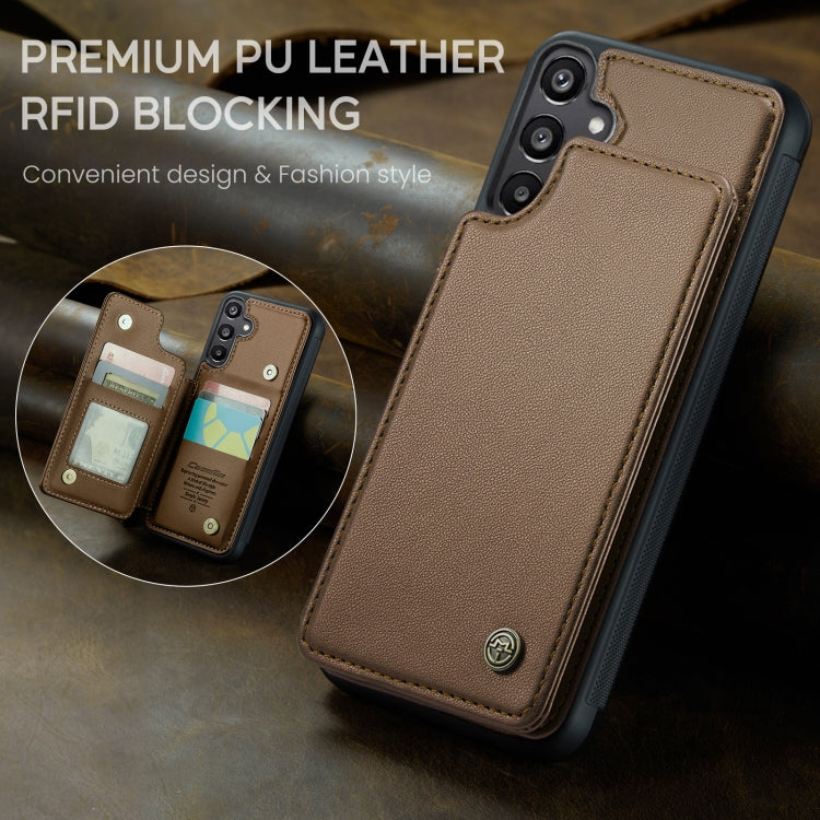 For Samsung Galaxy A15 CaseMe C22 Litchi Texture RFID Anti-theft Leather Phone Case(Brown) by CaseMe