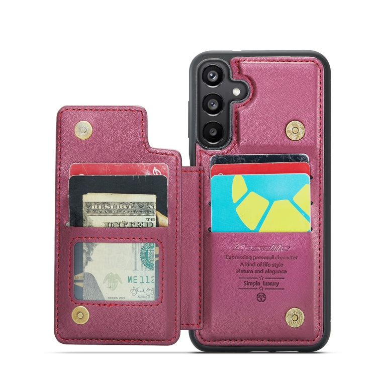 For Samsung Galaxy A15 CaseMe C22 Litchi Texture RFID Anti-theft Leather Phone Case(Wine Red) by CaseMe