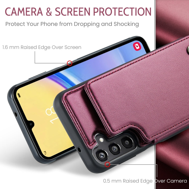 For Samsung Galaxy A15 CaseMe C22 Litchi Texture RFID Anti-theft Leather Phone Case(Wine Red) by CaseMe
