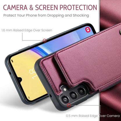 For Samsung Galaxy A15 CaseMe C22 Litchi Texture RFID Anti-theft Leather Phone Case(Wine Red) by CaseMe