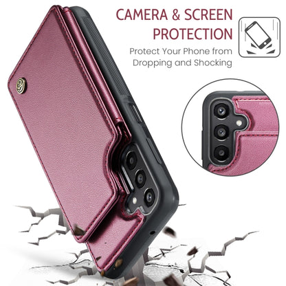 For Samsung Galaxy A15 CaseMe C22 Litchi Texture RFID Anti-theft Leather Phone Case(Wine Red) by CaseMe
