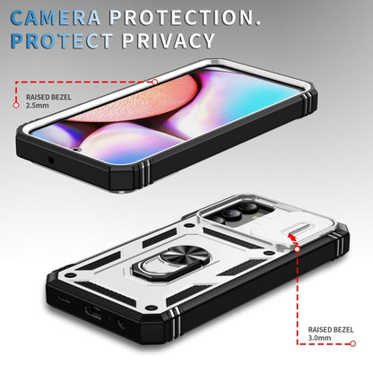For Samsung Galaxy A15 Sliding Camshield TPU + PC Phone Case with Holder(White+Black) by buy2fix