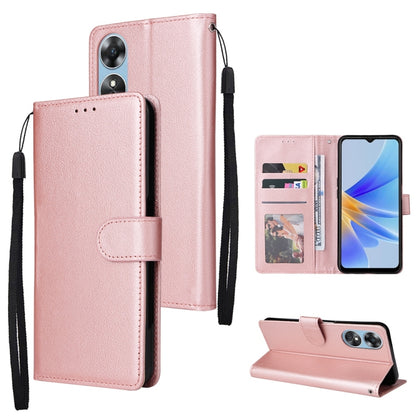 For OPPO A17 4G / A17k 3-Card Slots Multifunctional Leather Phone Case(Rose Gold) by buy2fix