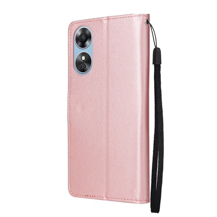 For OPPO A17 4G / A17k 3-Card Slots Multifunctional Leather Phone Case(Rose Gold) by buy2fix