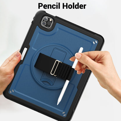 For iPad Air 2022 10.9 / Pro 11 2022 Honeycomb Hand Grip Turntable Stand Tablet Case(Navy Blue) - iPad Pro 11 (2022/2021) Cases by buy2fix | Online Shopping UK | buy2fix