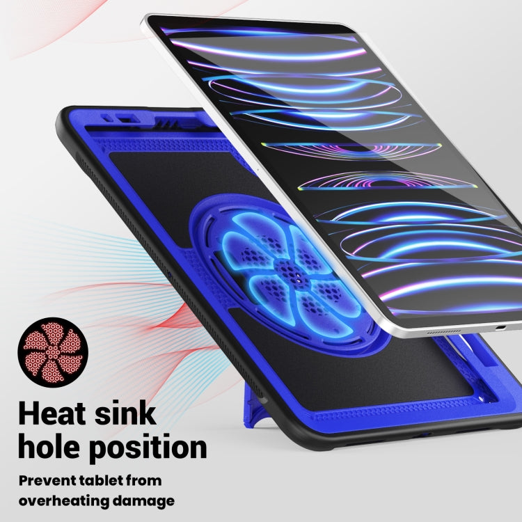 For iPad Air 2022 10.9 / Pro 11 2022 Honeycomb Hand Grip Turntable Stand Tablet Case(Dark Blue) - iPad Pro 11 (2022/2021) Cases by buy2fix | Online Shopping UK | buy2fix