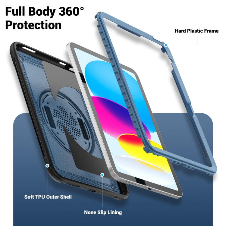 For iPad 2025 / 2022 Honeycomb Hand Grip Turntable Stand Tablet Case(Navy Blue) - iPad 2025 / 2022 Cases by buy2fix | Online Shopping UK | buy2fix