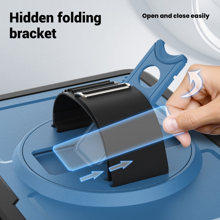 For iPad 2025 / 2022 Honeycomb Hand Grip Turntable Stand Tablet Case(Navy Blue) - iPad 2025 / 2022 Cases by buy2fix | Online Shopping UK | buy2fix