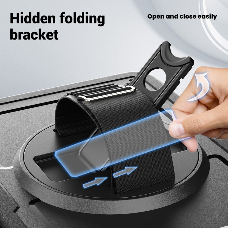 For iPad 2025 / 2022 Honeycomb Hand Grip Turntable Stand Tablet Case(Black) - iPad 2025 / 2022 Cases by buy2fix | Online Shopping UK | buy2fix