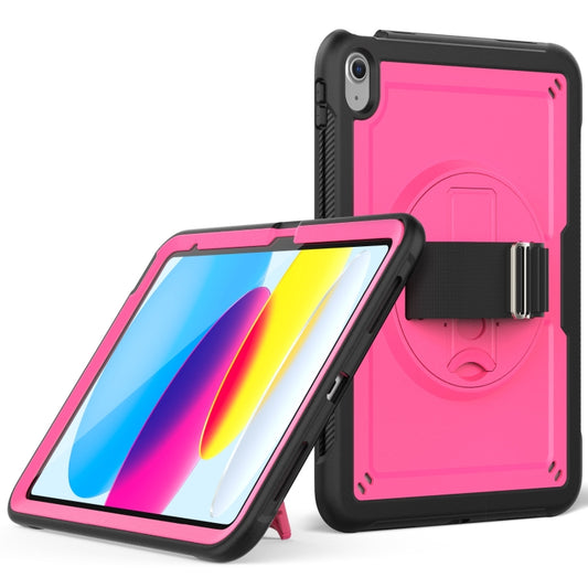 For iPad 2025 / 2022 Honeycomb Hand Grip Turntable Stand Tablet Case(Rose Red) - iPad 2025 / 2022 Cases by buy2fix | Online Shopping UK | buy2fix