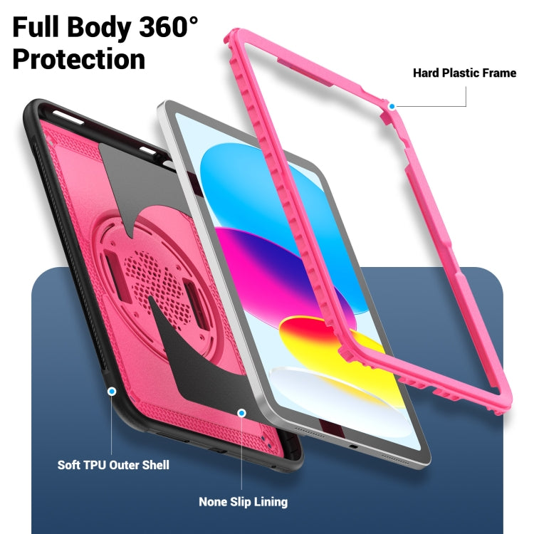 For iPad 2025 / 2022 Honeycomb Hand Grip Turntable Stand Tablet Case(Rose Red) - iPad 2025 / 2022 Cases by buy2fix | Online Shopping UK | buy2fix
