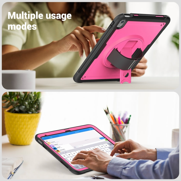For iPad 2025 / 2022 Honeycomb Hand Grip Turntable Stand Tablet Case(Rose Red) - iPad 2025 / 2022 Cases by buy2fix | Online Shopping UK | buy2fix
