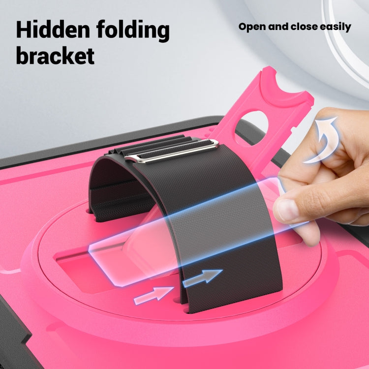 For iPad 2025 / 2022 Honeycomb Hand Grip Turntable Stand Tablet Case(Rose Red) - iPad 2025 / 2022 Cases by buy2fix | Online Shopping UK | buy2fix