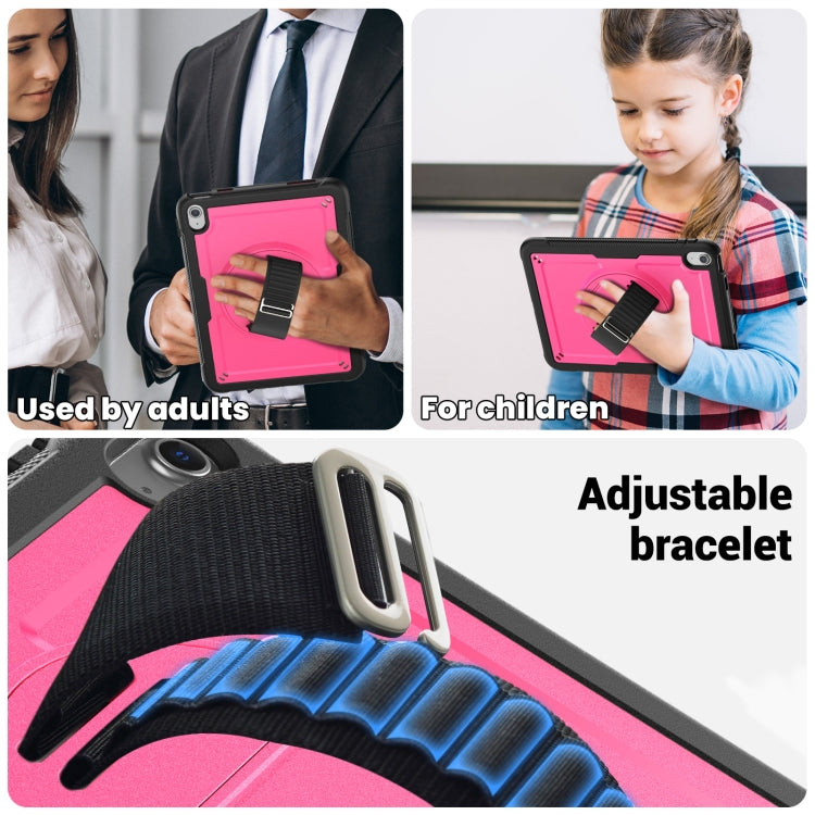 For iPad 2025 / 2022 Honeycomb Hand Grip Turntable Stand Tablet Case(Rose Red) - iPad 2025 / 2022 Cases by buy2fix | Online Shopping UK | buy2fix