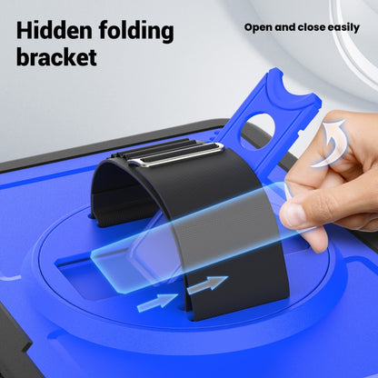 For iPad 2025 / 2022 Honeycomb Hand Grip Turntable Stand Tablet Case(Dark Blue) - iPad 2025 / 2022 Cases by buy2fix | Online Shopping UK | buy2fix