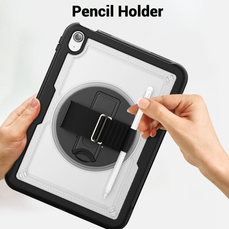 For iPad 2025 / 2022 Honeycomb Hand Grip Turntable Stand Tablet Case(Transparent) - iPad 2025 / 2022 Cases by buy2fix | Online Shopping UK | buy2fix