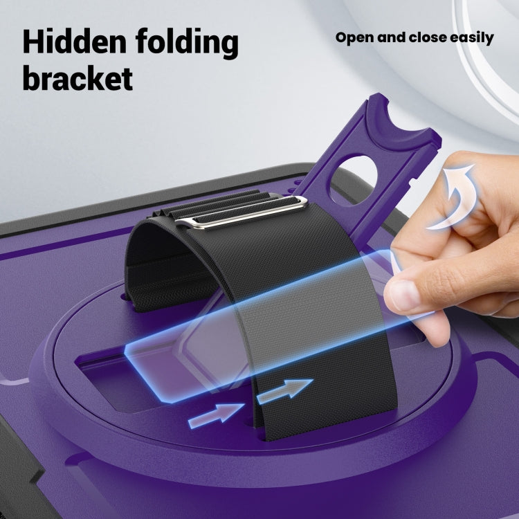 For iPad 2025 / 2022 Honeycomb Hand Grip Turntable Stand Tablet Case(Purple) - iPad 2025 / 2022 Cases by buy2fix | Online Shopping UK | buy2fix