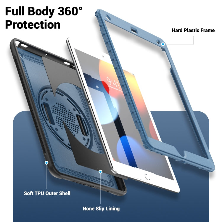 For iPad 10.2 2021 / 2020 / 10.5 2019 Honeycomb Hand Grip Turntable Stand Tablet Case(Navy Blue) - iPad 10.2 Cases by buy2fix | Online Shopping UK | buy2fix