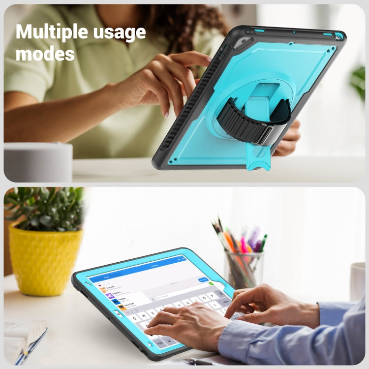 For iPad 10.2 2021 / 2020 / 10.5 2019 Honeycomb Hand Grip Turntable Stand Tablet Case(Light Blue) - iPad 10.2 Cases by buy2fix | Online Shopping UK | buy2fix