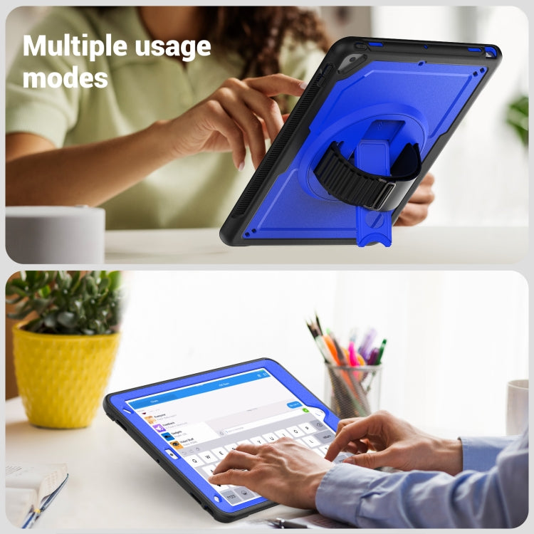 For iPad 10.2 2021 / 2020 / 10.5 2019 Honeycomb Hand Grip Turntable Stand Tablet Case(Dark Blue) - iPad 10.2 Cases by buy2fix | Online Shopping UK | buy2fix