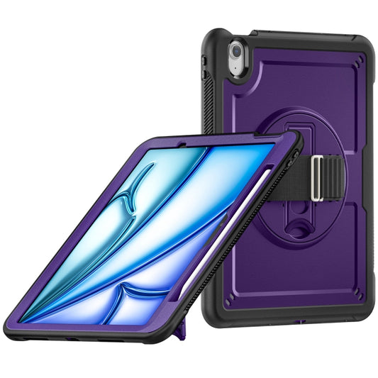 For iPad Air 11 2025 / 2024 Honeycomb Hand Grip Turntable Stand Tablet Case(Purple) - iPad Air 11 2025 / 2024 Cases by buy2fix | Online Shopping UK | buy2fix