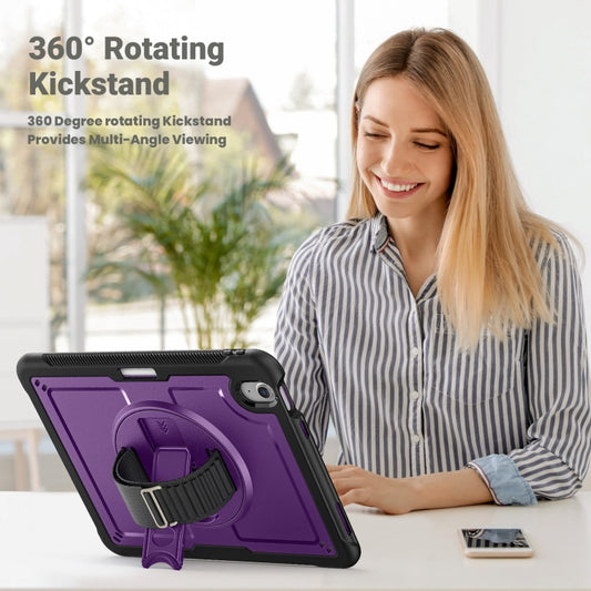 For iPad Air 11 2025 / 2024 Honeycomb Hand Grip Turntable Stand Tablet Case(Purple) - iPad Air 11 2025 / 2024 Cases by buy2fix | Online Shopping UK | buy2fix