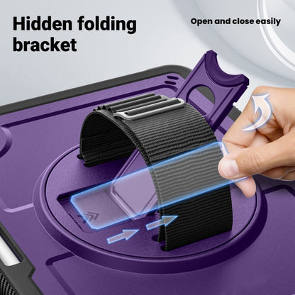 For iPad Air 11 2025 / 2024 Honeycomb Hand Grip Turntable Stand Tablet Case(Purple) - iPad Air 11 2025 / 2024 Cases by buy2fix | Online Shopping UK | buy2fix