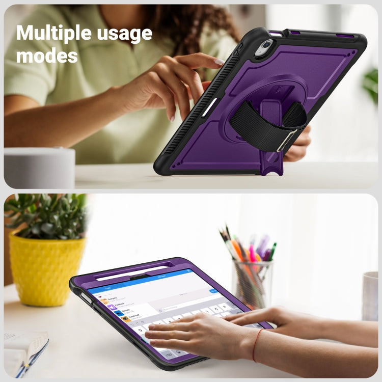 For iPad Air 11 2025 / 2024 Honeycomb Hand Grip Turntable Stand Tablet Case(Purple) - iPad Air 11 2025 / 2024 Cases by buy2fix | Online Shopping UK | buy2fix